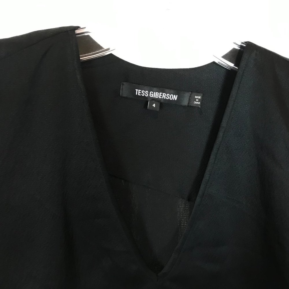 Womens Size 4 Tess Giberson Black Pure Silk Asymmetric Top - Picture 2 of 4